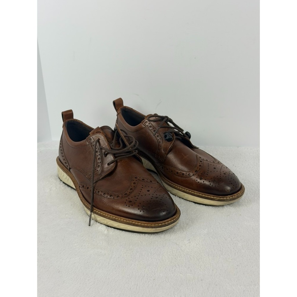 Ecco Brogue Wingtip Derby Shoes Mens 9 EU 43 Brown Leather Lace Up